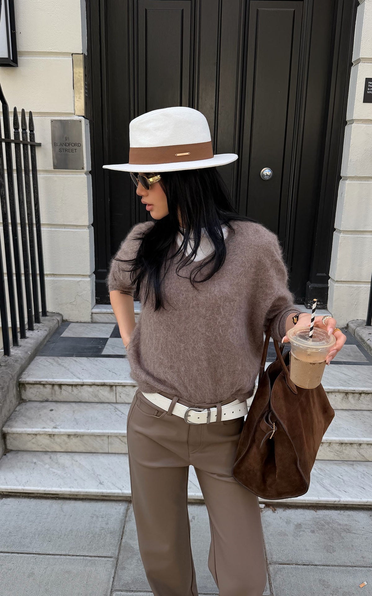 ROVENTE Brushed V-Neck Relaxed Fit Long Sleeve Knit Sweater