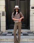 ROVENTE Pantalon large taille haute en similicuir