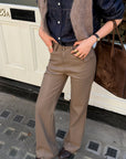 ROVENTE Pantalon large taille haute en similicuir