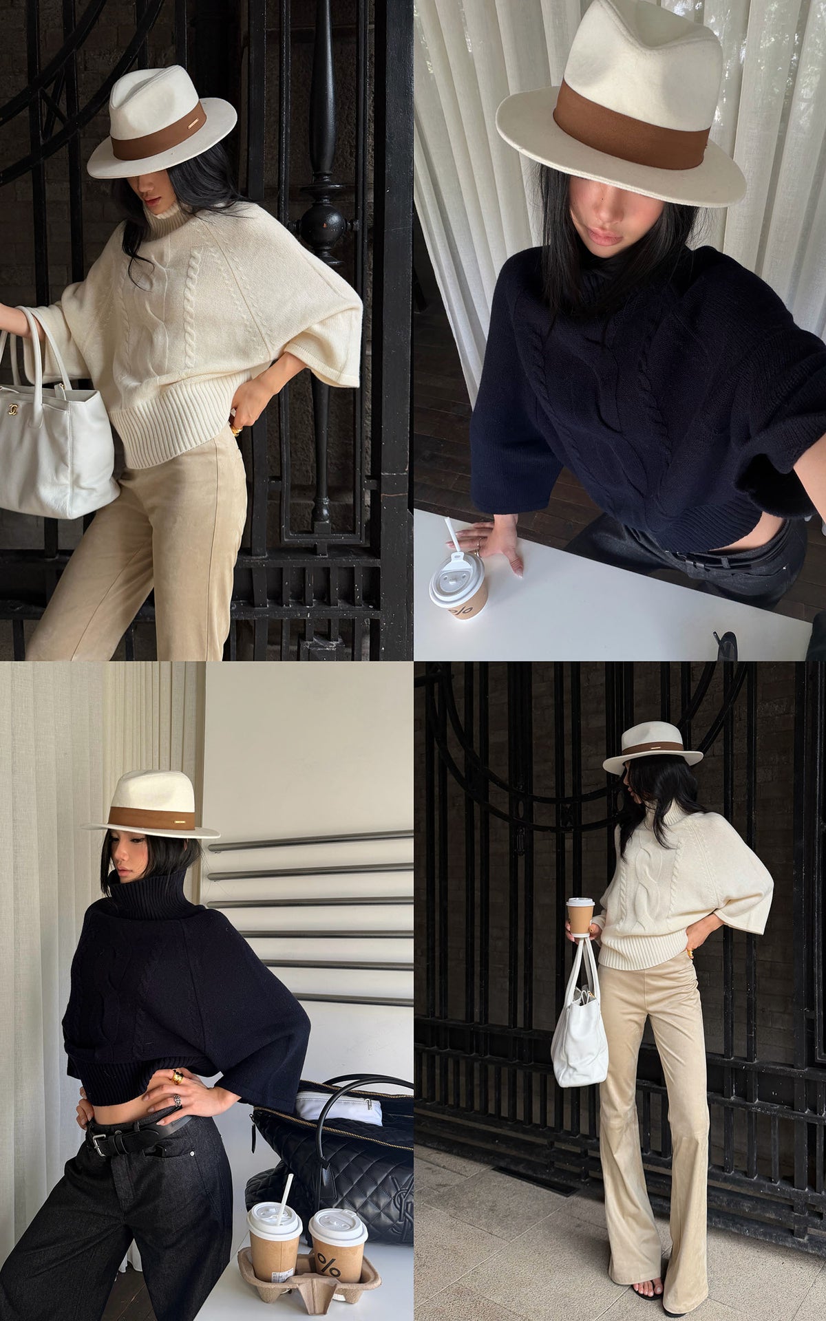 ROVENTE Cable-Knit Wool Turtleneck Relaxed Wide-Sleeve Sweater