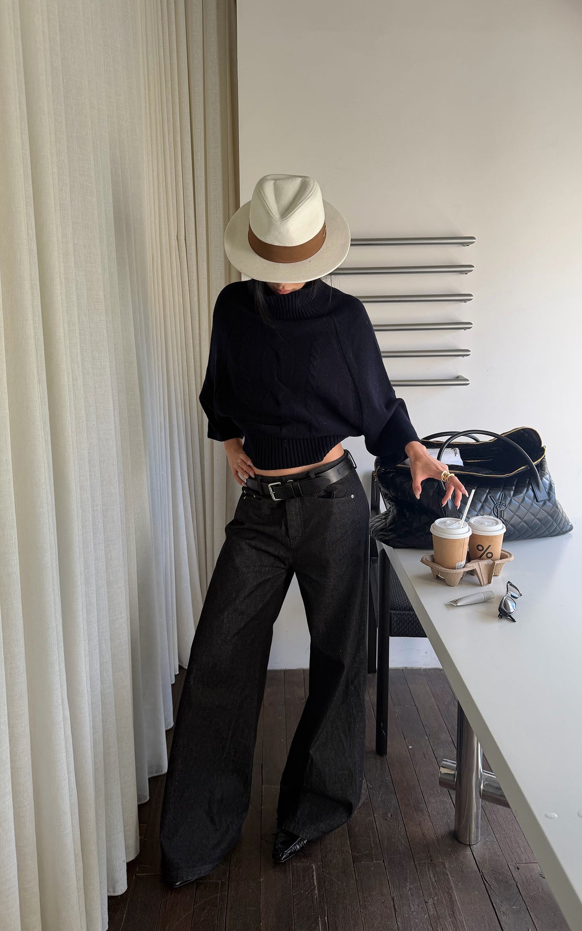ROVENTE Low-Rise Black Wide-Leg Floor-Length Relaxed Denim Jeans