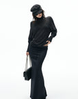 IAMXIAA Sheer Dolman Sleeve Turtleneck Knit Top