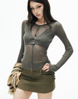 IAMXIAA Military Button Low-Rise Mini Skirt