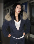Hydrae Plush-Trim Zip-Up Hoodie & Wide-Leg Sweatpants Set