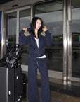 Hydrae Plush-Trim Zip-Up Hoodie & Wide-Leg Sweatpants Set
