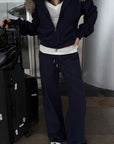 Hydrae Plush-Trim Zip-Up Hoodie & Wide-Leg Sweatpants Set