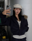 Hydrae Plush-Trim Zip-Up Hoodie & Wide-Leg Sweatpants Set