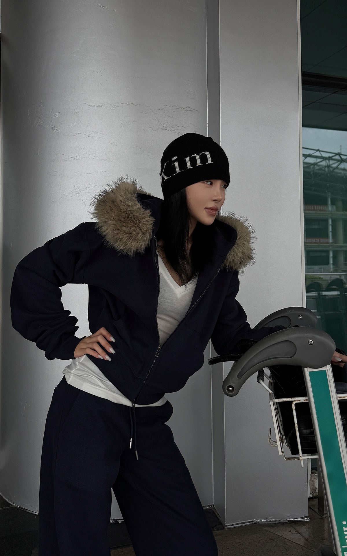Hydrae Plush-Trim Zip-Up Hoodie &amp; Wide-Leg Sweatpants Set