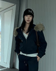 Hydrae Plush-Trim Zip-Up Hoodie & Wide-Leg Sweatpants Set