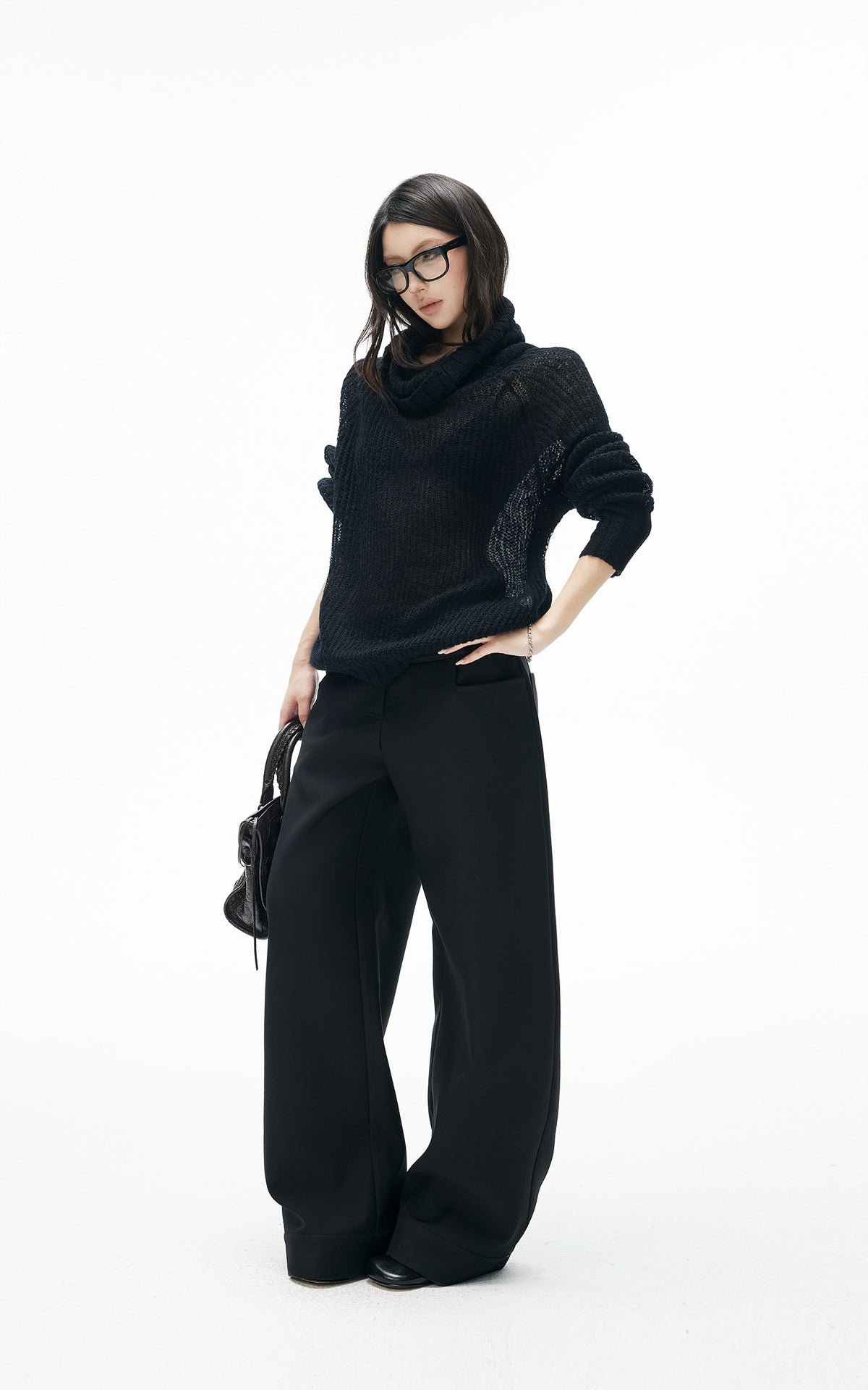 IAMXIAA Sculpted Ribbed Long Sleeve Top with Vintage Metal Button Detailing