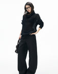 IAMXIAA Sculpted Ribbed Long Sleeve Top with Vintage Metal Button Detailing