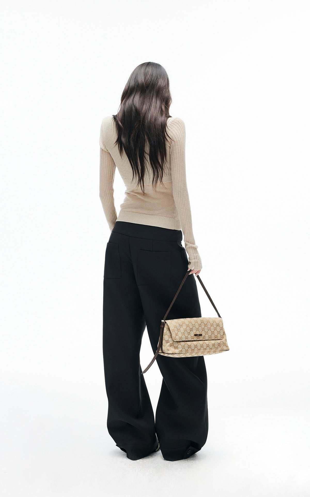IAMXIAA Layered Sheer Ribbed Knit Cardigan