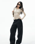 IAMXIAA Layered Sheer Ribbed Knit Cardigan