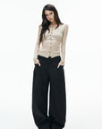 IAMXIAA Low-Rise Double Button Oversized Wide Leg Tailored Pants