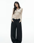 IAMXIAA Layered Sheer Ribbed Knit Cardigan