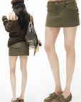 IAMXIAA Military Button Low-Rise Mini Skirt