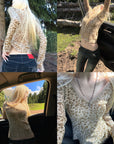 Rase le sol Leopard V-Neck Knit Base Layer Top