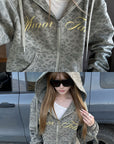 Rase le sol Amor Fati Leopard Zip-Up Hoodie