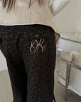 Rase le sol Leopard Print Drawstring Wide-Leg Pants