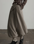 DOINDULGE Pantalon bouffant plissé à taille asymétrique