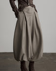 DOINDULGE Pantalon bouffant plissé à taille asymétrique