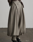 DOINDULGE Pantalon bouffant plissé à taille asymétrique