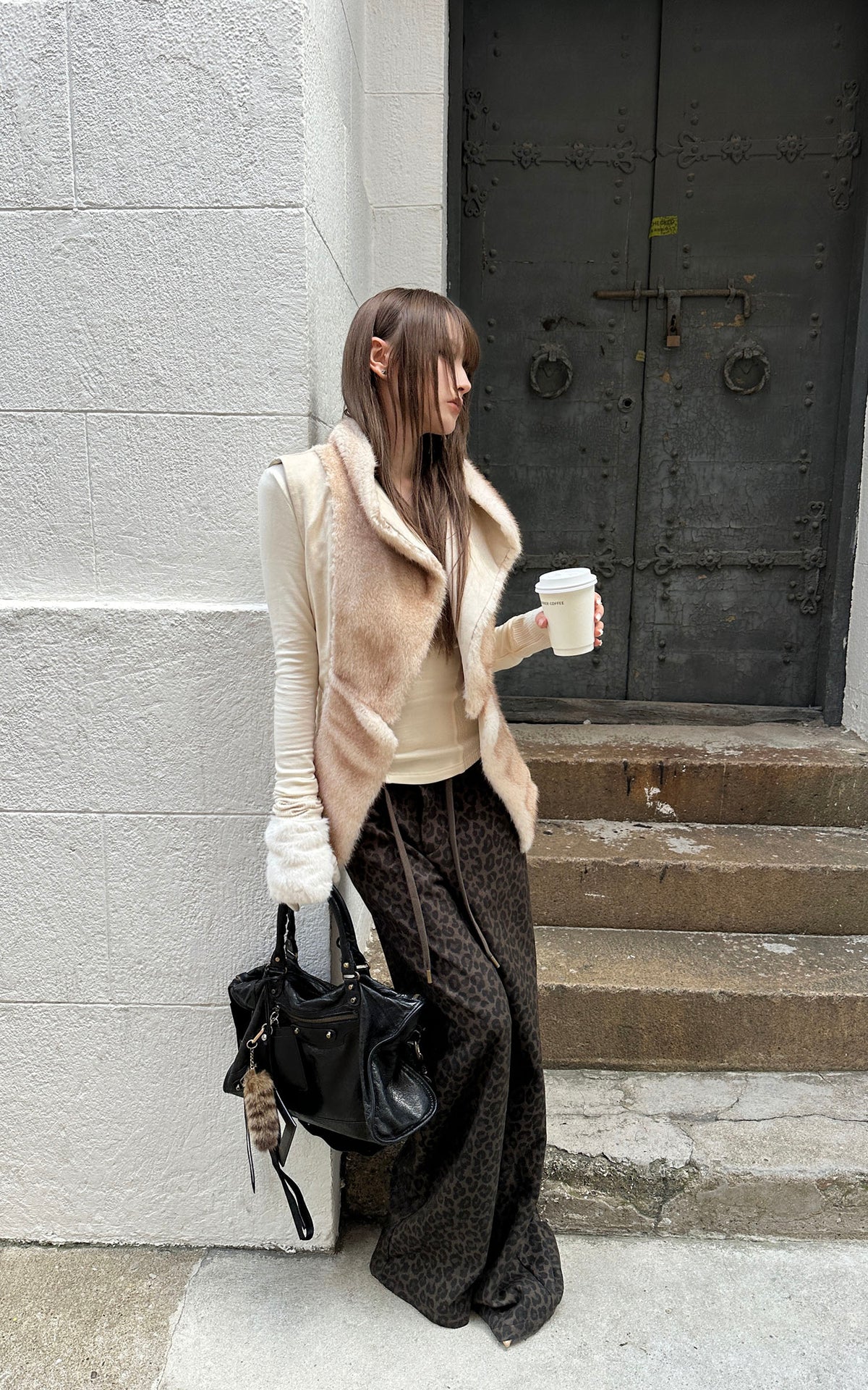 Rase le sol Leopard Print Drawstring Wide-Leg Pants