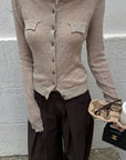 Rase le sol Fitted Button-Up Knit Cardigan