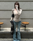 Rase le sol Distressed Low-Rise Flared Denim Pants