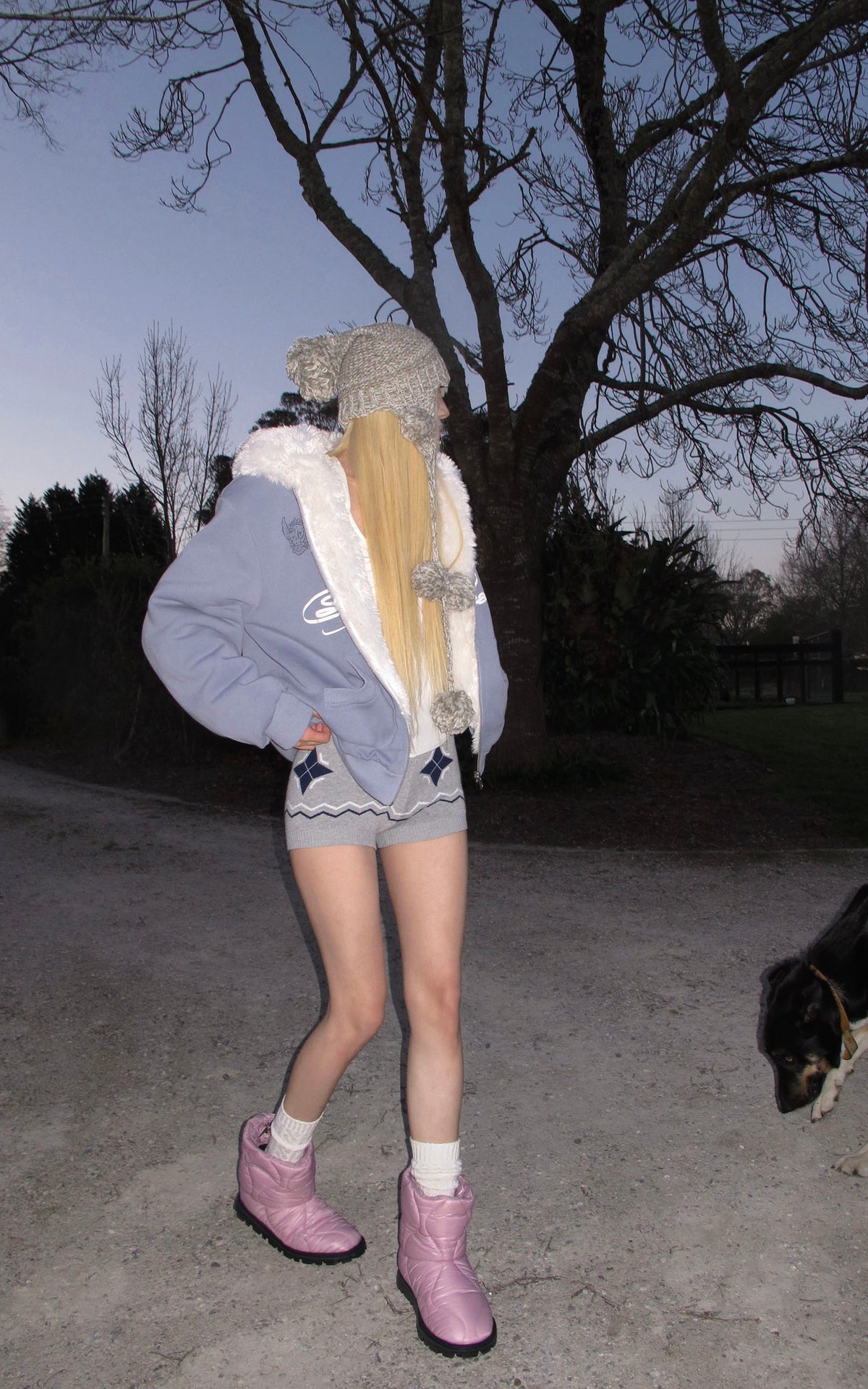 Rase le sol Reversible Faux Fur Hooded Zip Jacket