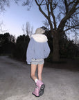 Rase le sol Reversible Faux Fur Hooded Zip Jacket