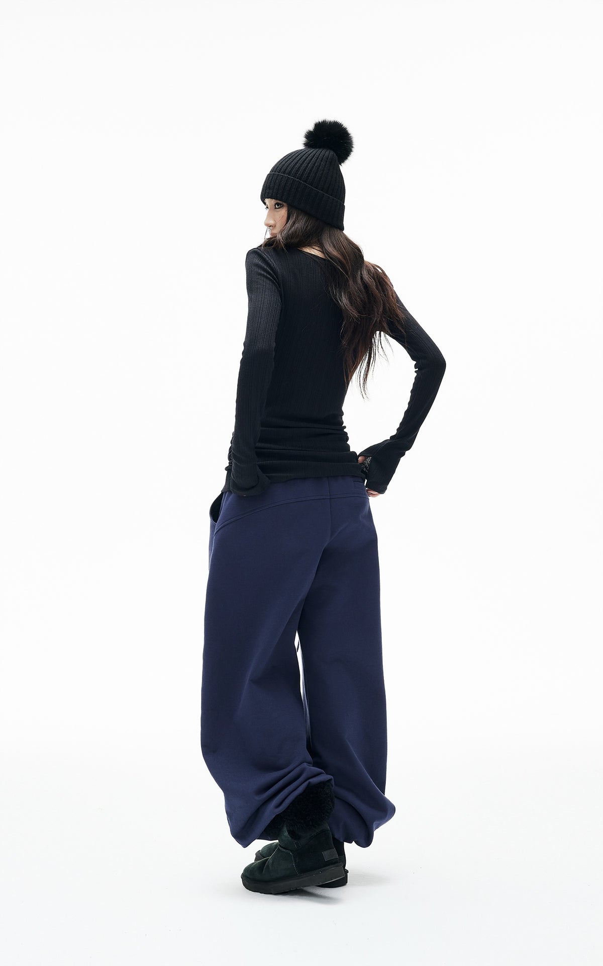 IAMXIAA Ruched Ribbed Longline Slim-Fit Knit Top