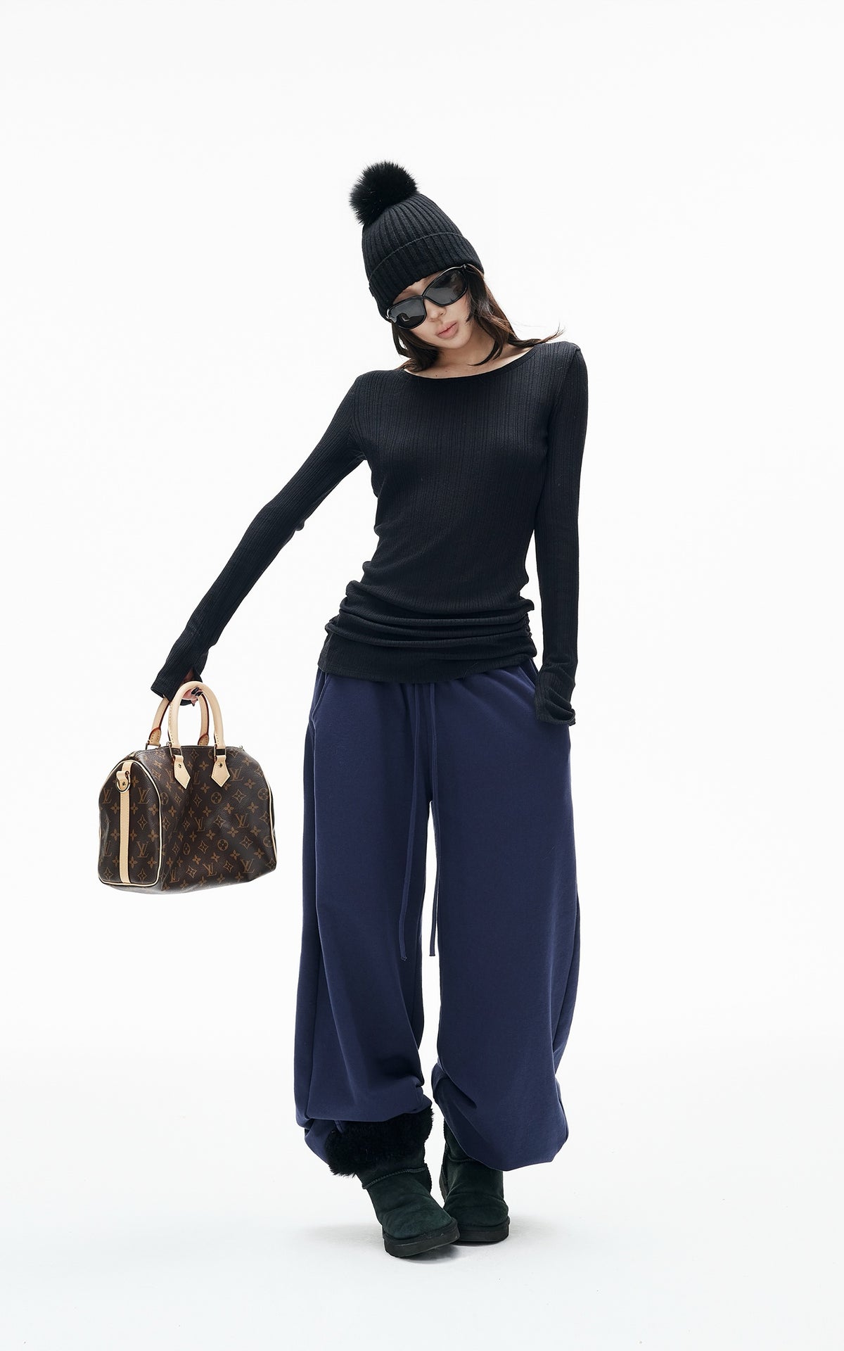 IAMXIAA Ruched Ribbed Longline Slim-Fit Knit Top
