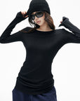 IAMXIAA Ruched Ribbed Longline Slim-Fit Knit Top