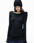 IAMXIAA Ruched Ribbed Longline Slim-Fit Knit Top