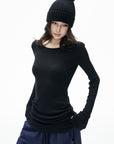 IAMXIAA Ruched Ribbed Longline Slim-Fit Knit Top
