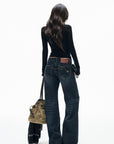 IAMXIAA Low-Rise Vintage Whisker Wash Baggy Wide-Leg Jeans