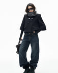 IAMXIAA Low-Rise Vintage Whisker Wash Baggy Wide-Leg Jeans
