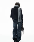 IAMXIAA Structured Shoulder Wool Double-Breasted Cropped Jacket