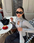 ROVENTE Soft Knit Cardigan, Camisole & Long Scarf Three-Piece Set