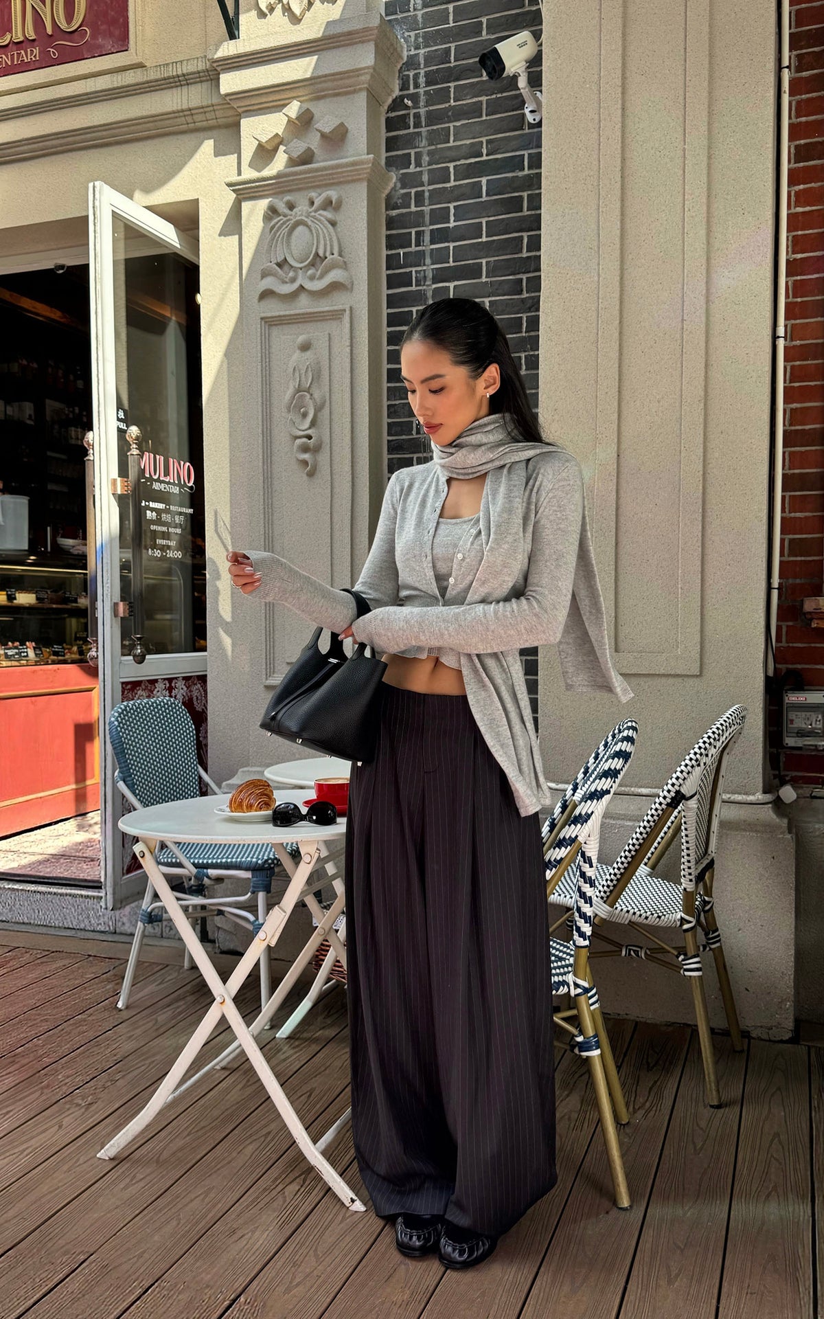 ROVENTE Soft Knit Cardigan, Camisole &amp; Long Scarf Three-Piece Set