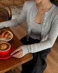 ROVENTE Soft Knit Cardigan, Camisole & Long Scarf Three-Piece Set