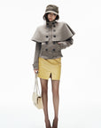 IAMXIAA Detachable Cape Double-Breasted Belted Jacket