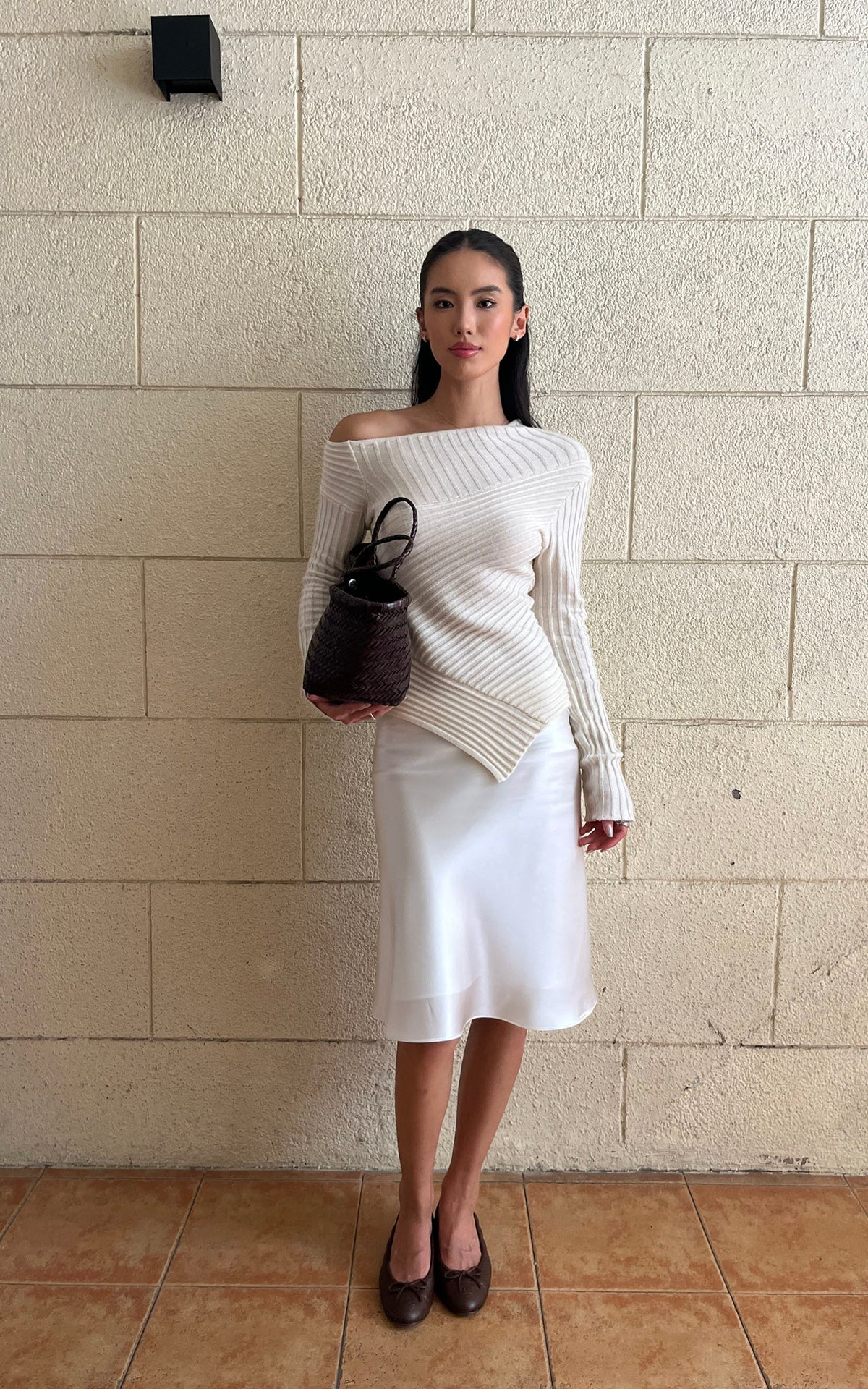 ROVENTE Lace-Trim Satin Fishtail Midi Skirt
