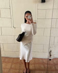 ROVENTE Lace-Trim Satin Fishtail Midi Skirt