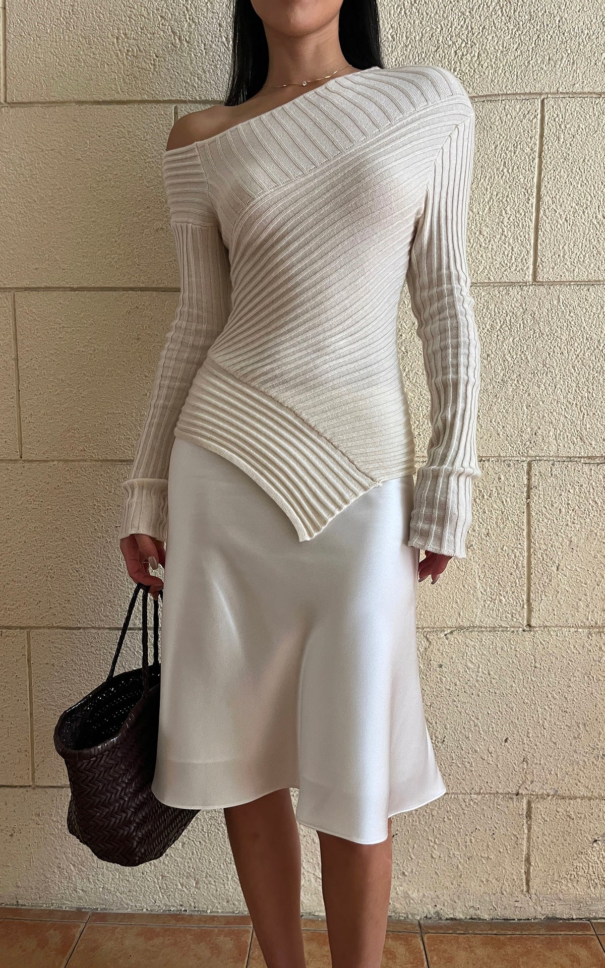 ROVENTE Lace-Trim Satin Fishtail Midi Skirt