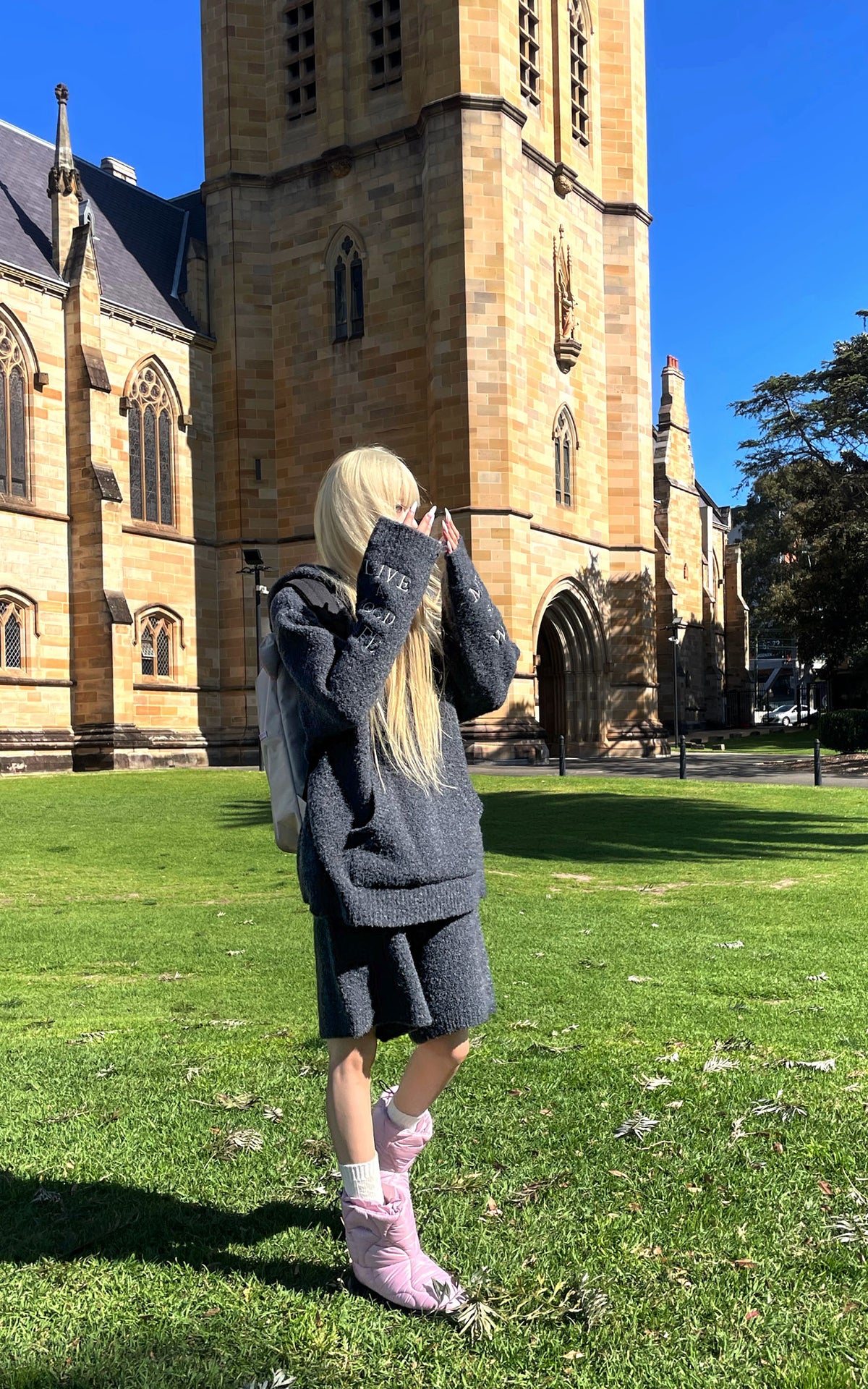 Rase le sol Embroidered Hooded Knit Sweater &amp; Long Shorts Set