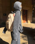 Rase le sol Embroidered Hooded Knit Sweater & Long Shorts Set