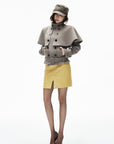IAMXIAA Detachable Cape Double-Breasted Belted Jacket