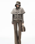 IAMXIAA Detachable Cape Double-Breasted Belted Jacket